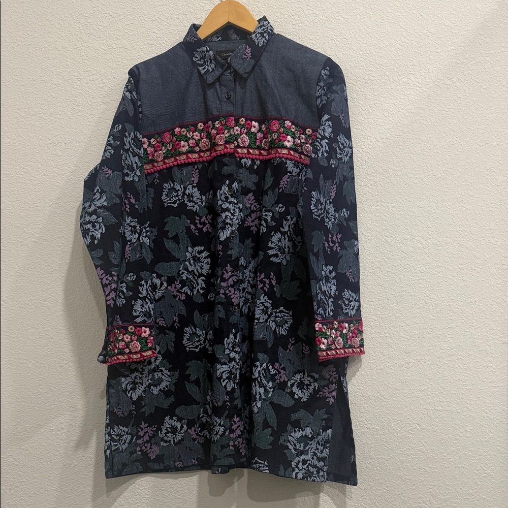 Floral Embroidered Jean fabric Women's Top